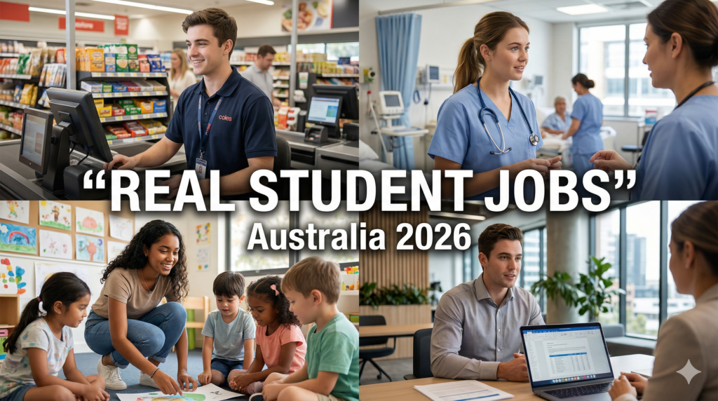 Students working in retail, healthcare, and childcare jobs in Australia as part-time work opportunities