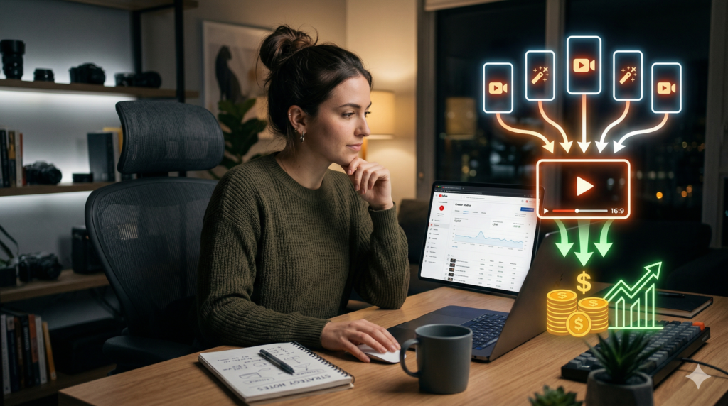 How to make $1000 on YouTube in 30 days using a content funnel strategy with shorts leading to long-form videos and revenue growth.